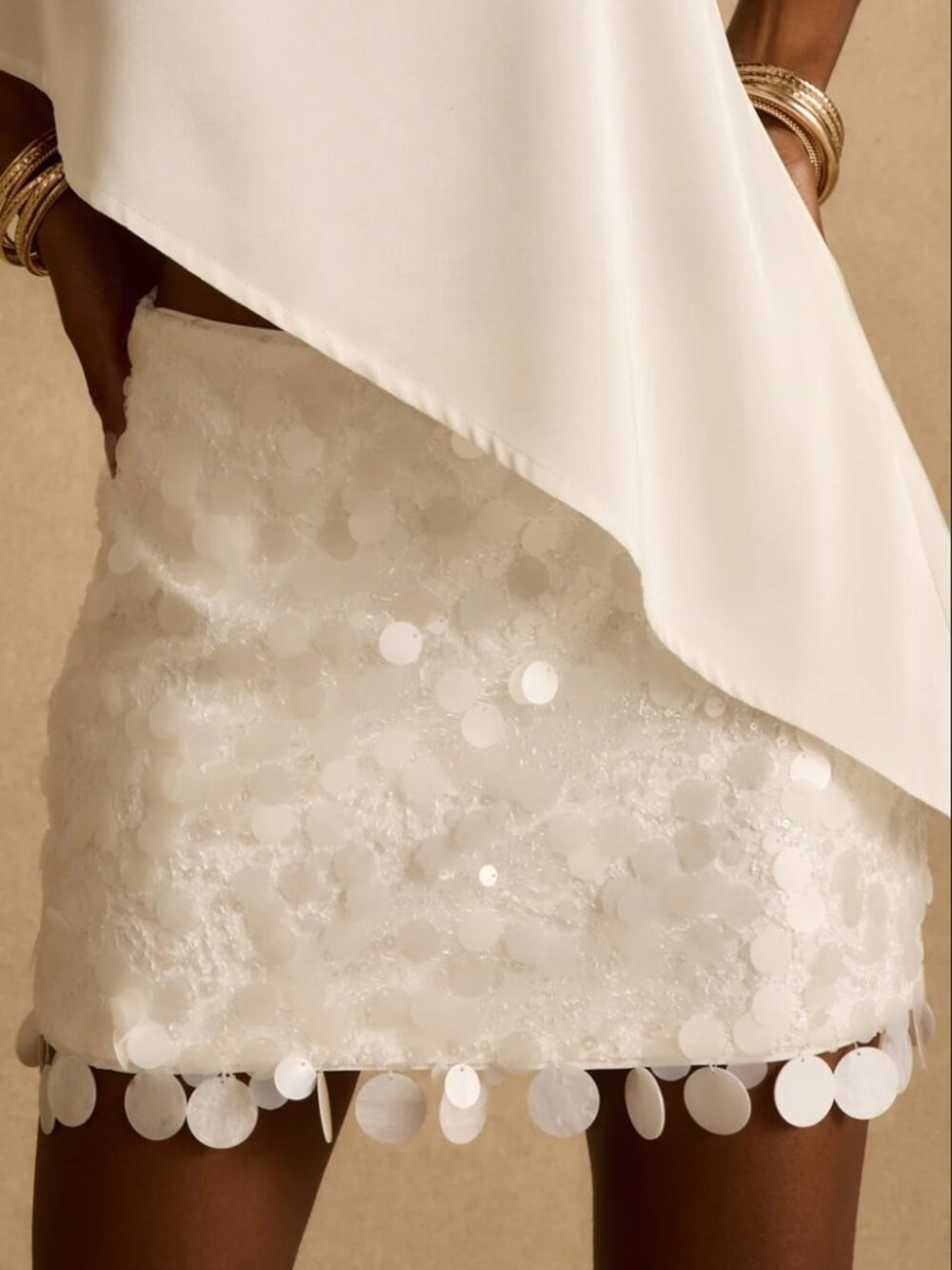 12th Tribe Miramar White Payette Shell Mini Skirt